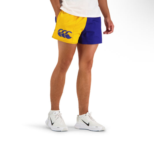 CANTERBURY MEN’S COTTON TWILL HARLEQUIN SHORT WITH POCKETS NAVY/YELLOW