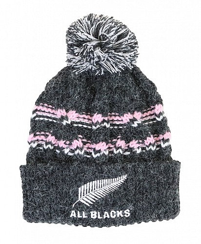 All BLACKS CABLE KNIT POM POM BEANIE