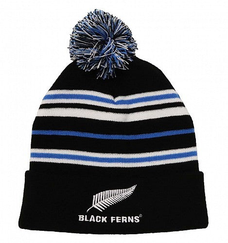 BLACK FERNS STRIPE POM POM BEANIE