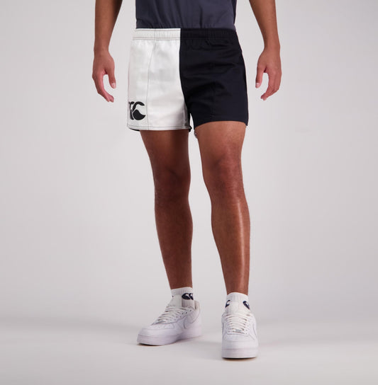CANTERBURY MENS COTTON TWILL HARLEQUIN SHORT WITH POCKETS BLACK/WHITE