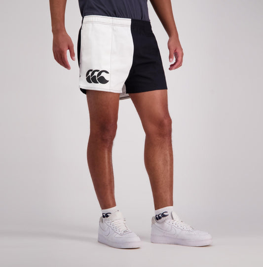 CANTERBURY MENS COTTON TWILL HARLEQUIN SHORT WITH POCKETS BLACK/WHITE